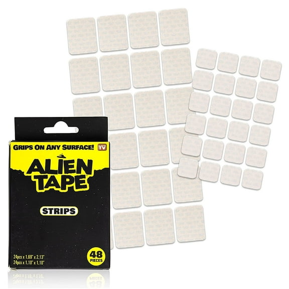 Alien Tape Pre Cut Convenience Strips Double Sided Tape Multipurpose Removable Adhesive Transparent Grip Mounting Strips 48 Pcs