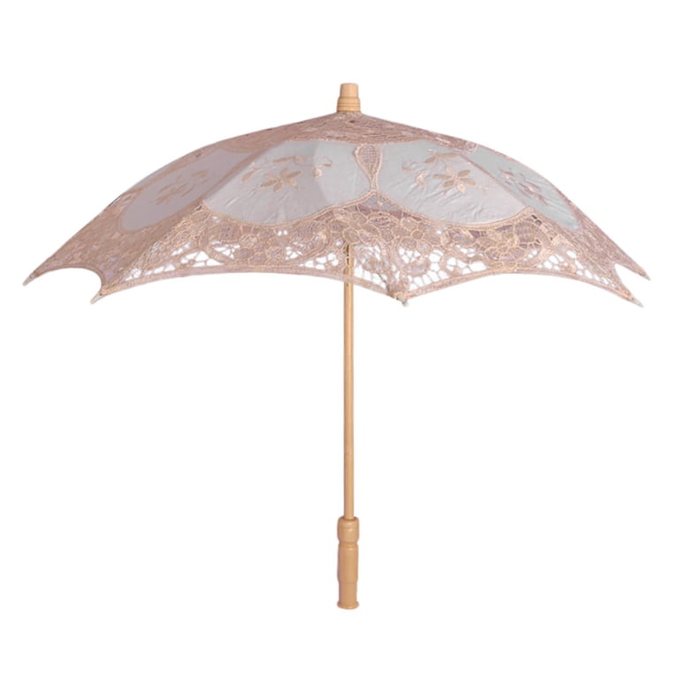 lace patio umbrella IVORY PARASOL catching canopy with tassel trim and convenient push Amazon.com : CEMAY Freestanding Lace