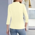 thumbnail image 4 of KDDYLITQ Womens Polo Shirt 3-Button Collared Shirts 3/4 Sleeve Business Dressy T Shirt Golf Casual Gym Tees Beige 2XL, 4 of 5
