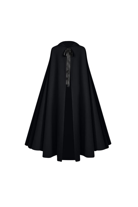 Women's and Men's Hooded Cloak Long Medieval Cape Gothic Style Cloak for Theatrical Performances and Festival Playsuits Black