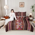 thumbnail image 4 of jejeloiu Southwestern Aztec Geometric Full Size Comforter Sets,Red Brown Black Bedding Sets For Girls Boys Reversible 3pcs, 4 of 8
