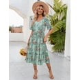thumbnail image 5 of Zeagoo Women's Spring Summer Floral Midi Dress A Line Boho Dress Casual Short Sleeve Long Beach Dress, 5 of 7