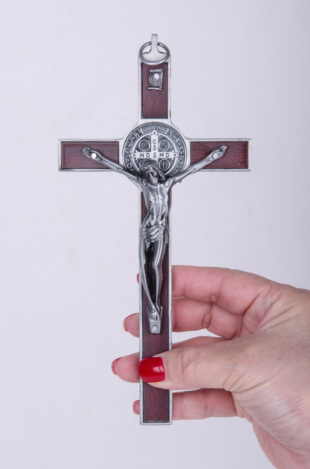 Matte finish Wooden Metal Wall Cross Crucifix Holy Religious Carved