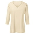 thumbnail image 5 of Womens Fashion Tops Women's V-neck 3/4 Sleeve Solid Color Top, 5 of 9