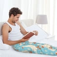 thumbnail image 6 of Picia White Geese and Flower Mens Soft Woven Cotton Elastic Waistband Sleep Pajama Pant Lounge Sleep Pant With Pockets And Drawstring-Small, 6 of 9