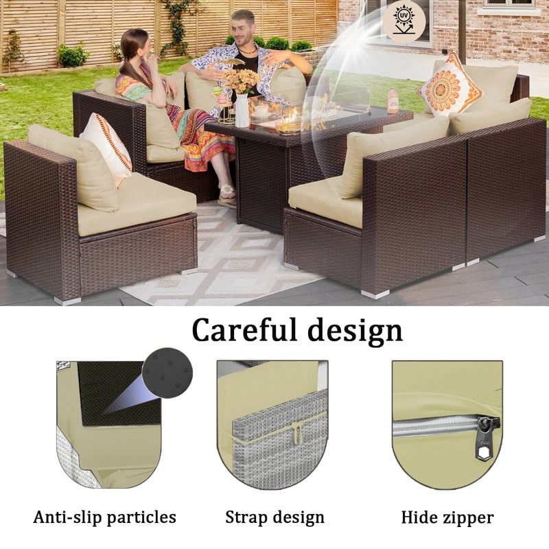 14 Pieces Outdoor sectional cushions replacement set, 4in thick patio furniture cushions, Waterproof Outdoor Couch Cushion,deep seat patio cushions For 6 Seat（Beige）