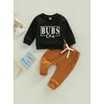 thumbnail image 2 of Bagilaanoe 2Pcs Toddler Baby Boy Long Pants Set Letter Print Long Sleeve Sweatshirt Pullover Tops+ Trousers 6M 12M 18M 24M 3T Kids Casual Sweatsuit, 2 of 8
