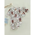 thumbnail image 2 of Western Baby Boy Girl Clothes Cow Print Romper Long Sleeve Zipper Jumpsuit Bodysuit Playsuit with Headband Cowgirl Outfit, 2 of 8