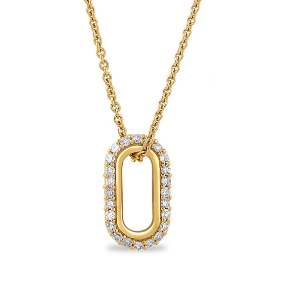 Brilliance Fine Jewelry Lab-Grown Diamond Oval Pendant Necklace in Yellow Gold-Plated Silver