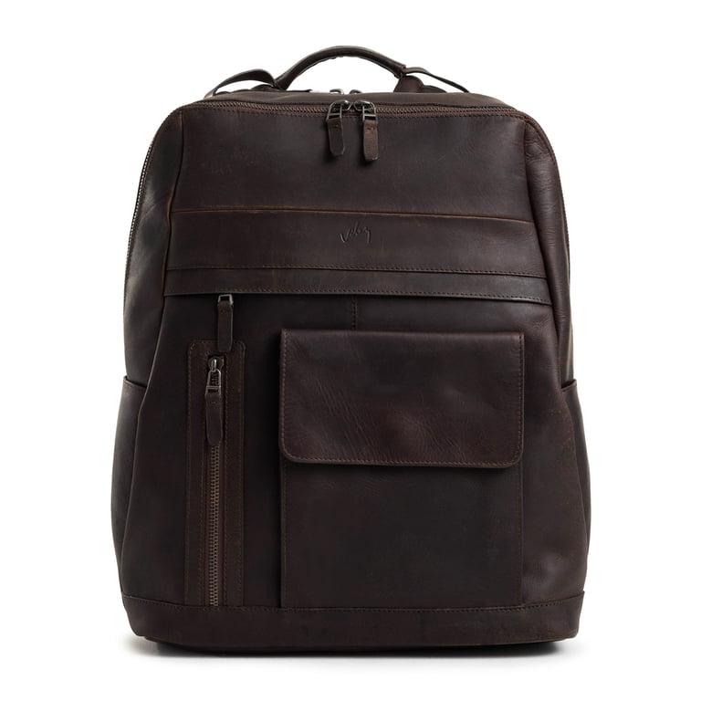 VELEZ Dark Brown Top Grain Leather Backpack for Men Daypack  display picture 3