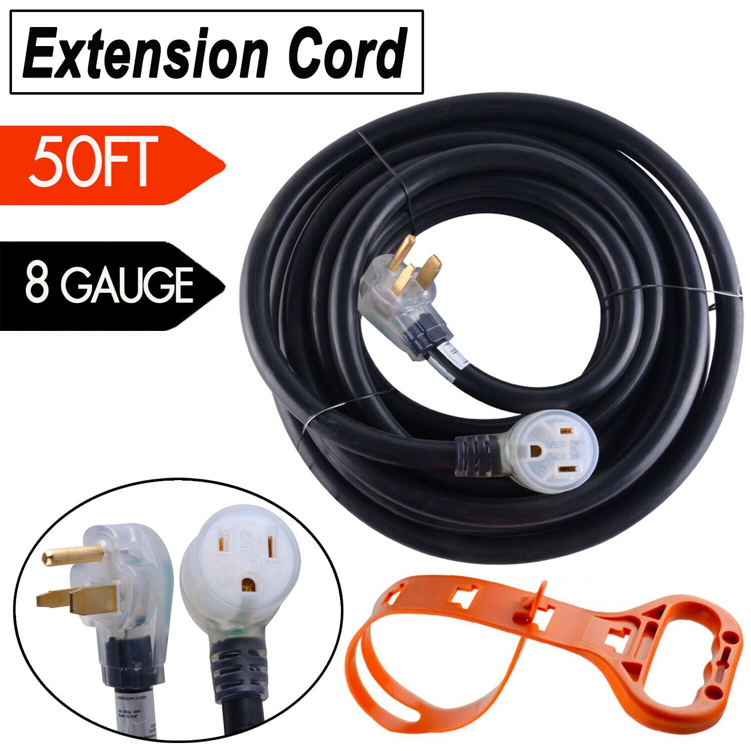 25 ft iMeshbean Heavy Duty Welder Extension Cord 250V 8 AWG/3C 6-50 Nema R Plug Lighted Welding Cord Copper Wire ETL Approved with Organizer Handle for MIG TIG Plasma Welding