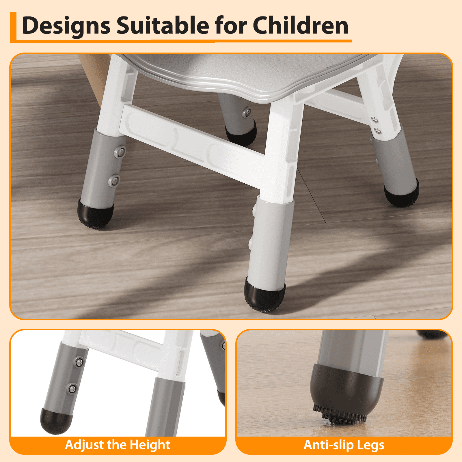 Kids Chair Set of 2 with Height Adjustable Chair, Plastic Toddler Chairs for Children Boys Girls, Kids Hammock Chair, Booster Chairs for Toddlers