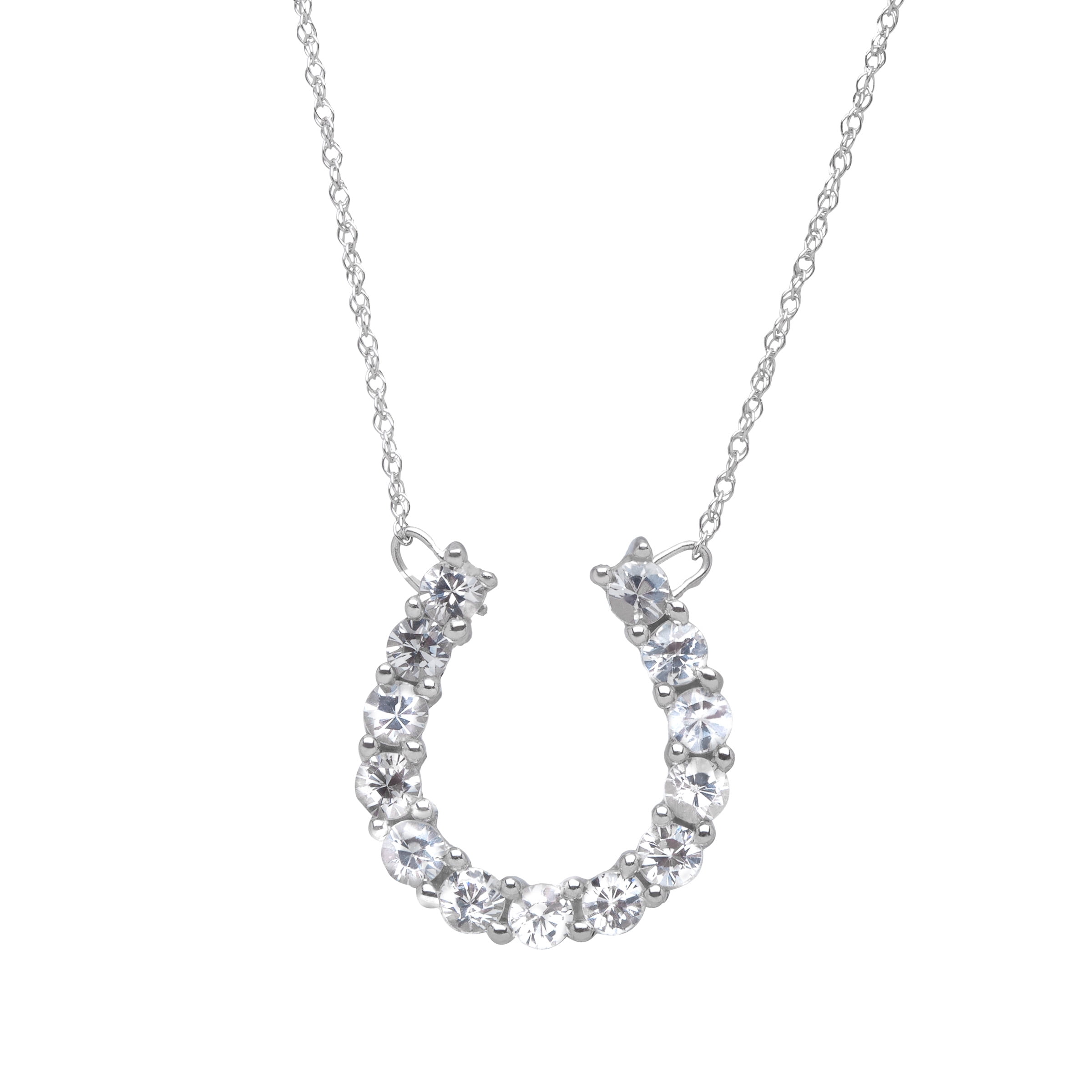 1 ct Created White Sapphire Horseshoe Necklace in 10kt White Gold by Richline Group