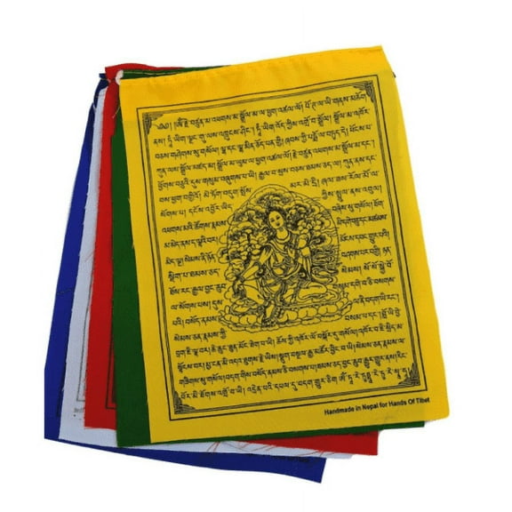 Handmade Green Tara Prayer Flags - Set of 10 Flags, 6"x8"