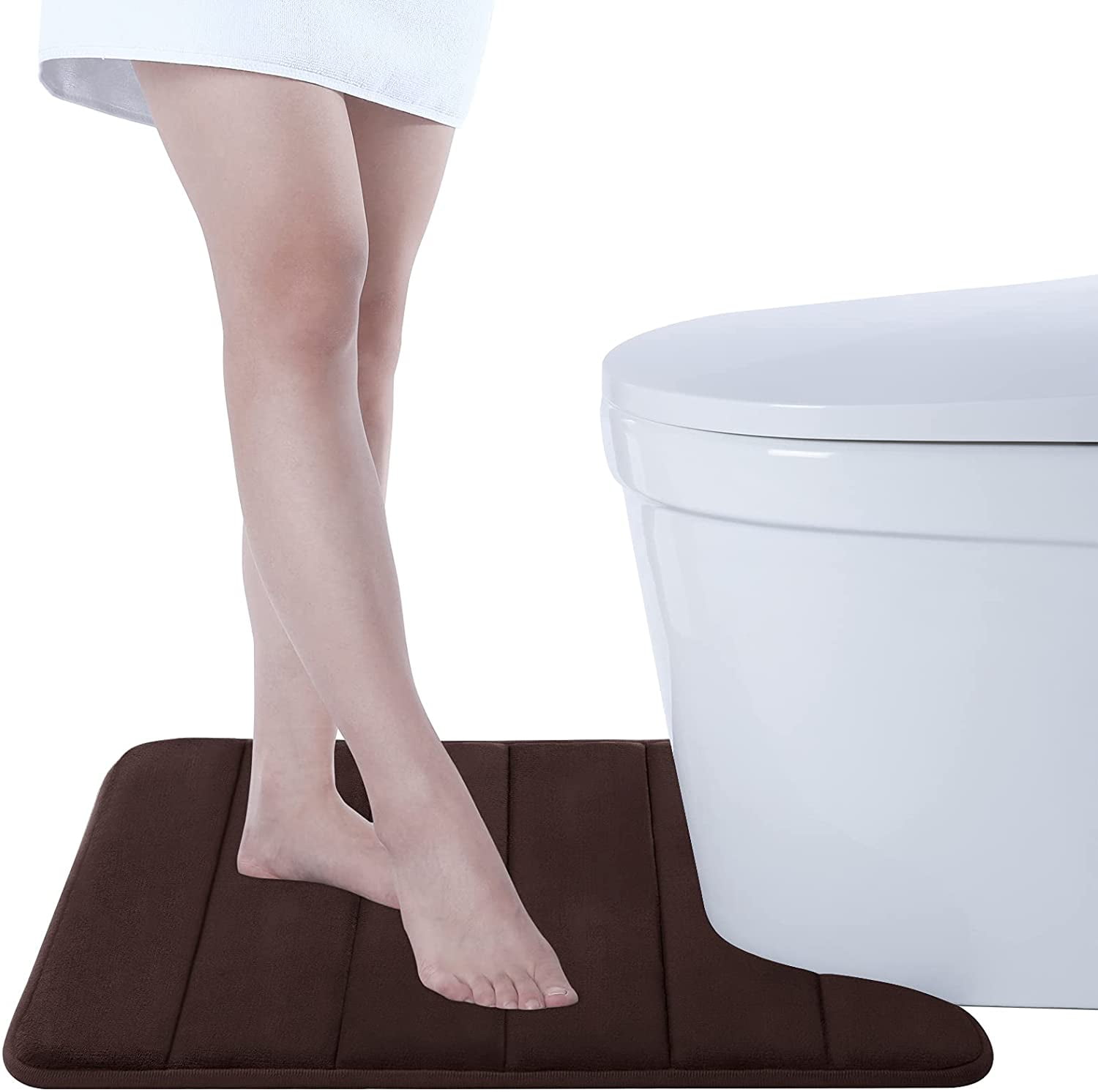 H.VERSAILTEX Rectangle Bathroom Rug Mat 20x32 Bundle Toilet Mat U Shaped  20x24 - Navy