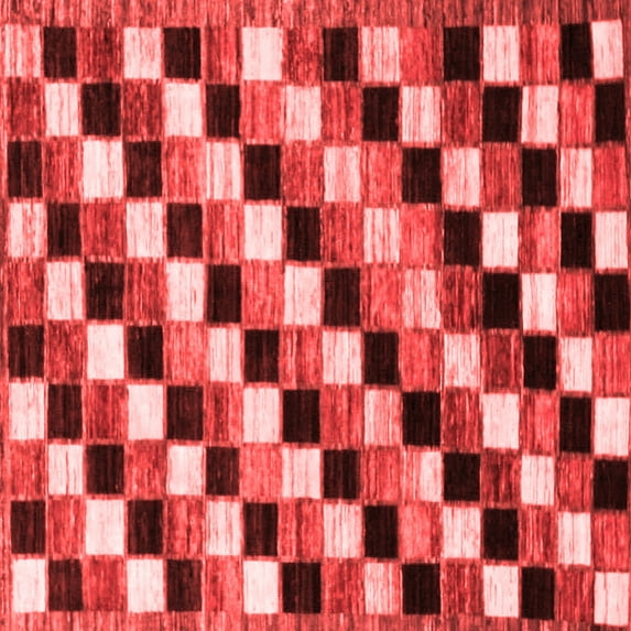 Ahgly Company Indoor Square Checkered Red Modern Area Rugs, 8' Square