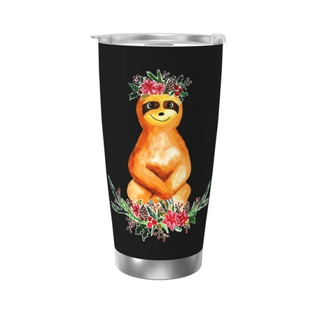 

Cute Girly Sloth With Flower Wreath 20 Oz Water Bottle Insulated Tumblers Stainless Steel Cups Double Wall Tumbler with Lid