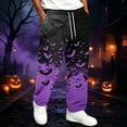 thumbnail image 2 of GrmtClth Plus Size Sweatpants For Men Halloween Pumpkin Bat All Over Print Cuffed Joggers Adjustable Drawstring Waist Side Pockets Holiday Casual Athletic Trousers Purple L, 2 of 4