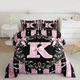thumbnail image 2 of Homewish Glitter Monogrammed K Bedding Comforter Set, Bling Stripes Lines Twin Comforter Sets, Modern Fashion Diamond Reversible Bedding Set, Luxury Bedroom Decor, 2-Piece, 2 of 8