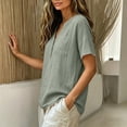 thumbnail image 7 of Rciityk Women's T Shirts Cotton Linen V Neck Short Sleeve Tops Solid Color Loose Fit Summer Tunic Shirts with Chest Pocket, 7 of 7