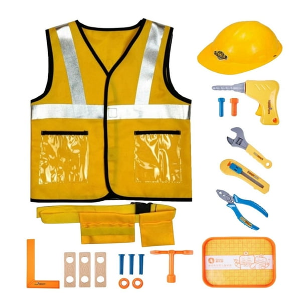 Chaleco de ingeniero de 20 piezas para niños, disfraz de trabajador para niños, disfraz de trabajador de Navidad, ropa de vestir de Halloween, juguete