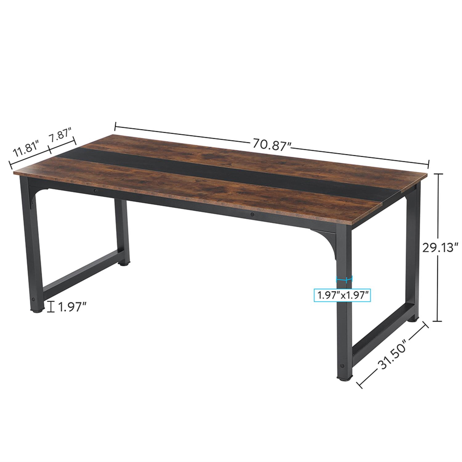 Demi Bonn 55" Heavy-Duty Computer Desk, Gaming Desk, Simple Study Work Desk for Home Office, Study, Living Room, Brown