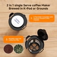 thumbnail image 3 of Single Serve Coffee Maker, 2 in 1 Brewer for K Pod & Ground Coffee, Rapid Brew 6 to 24oz Capacities with Anti-splas, Small Compact Design for Home Office Travel Camping-Black, 3 of 9