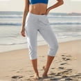 thumbnail image 2 of PWPSG Womens Jogger Capri Pants, High Waist Straight Leg Construction, Soft Terry Material with Comfort Fit for Sporty Casual Outing Gray L, 2 of 8
