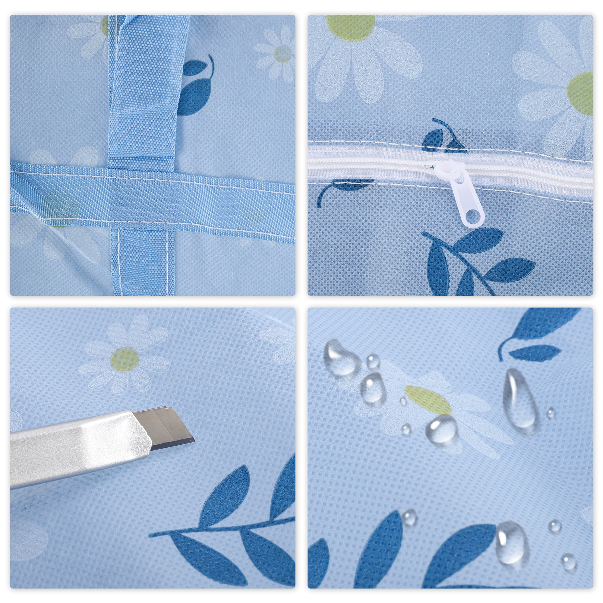 Unique Bargains Durable Dog Pattern Storage Bag Storage Bins 1 Pc Blue Daisies Giant