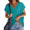 thumbnail image 5 of ZQGJB Women's Cap Sleeve Shirts Casual Summer V Neck Tunic Tops Loose Tshirts Side Slit Workout Tees Shirt Loose Lightweight Comfy Cami Tank Tops Green L, 5 of 7