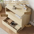 thumbnail image 5 of Laintene Modern Nightstand Set of 2, 23.6" Wide Large Bedside Table with 2 Drawers & Charging Station, Curved Wooden End Table for Bedroom Living Room, Natural, 5 of 8
