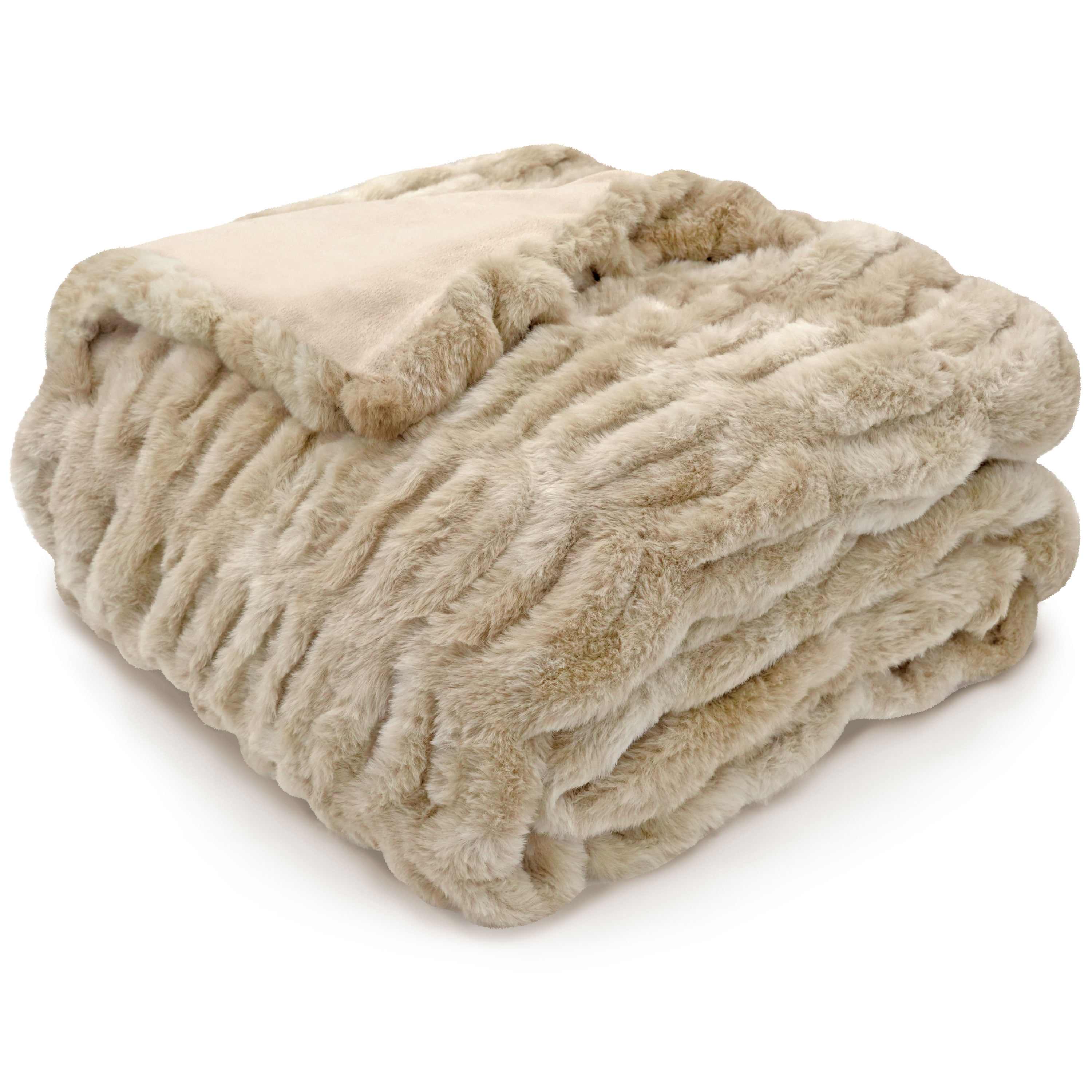 Regal Living Soft Plush Faux Fur Fuzzy Throw, Cream Taupe, 50" x 60"