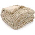 thumbnail image 2 of Regal Living Soft Plush Faux Fur Fuzzy Throw, Cream Taupe, 50" x 60", 2 of 9