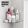 thumbnail image 3 of 10" Sector Glass Corner Shelf for Wall, Tempered Floating Glass Shelves for Bathroom, 3 of 6