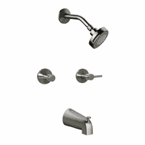 Design House Eastport II Satin Nickel Wall Mount Zinc 2 Handle Tub and Shower Faucet
