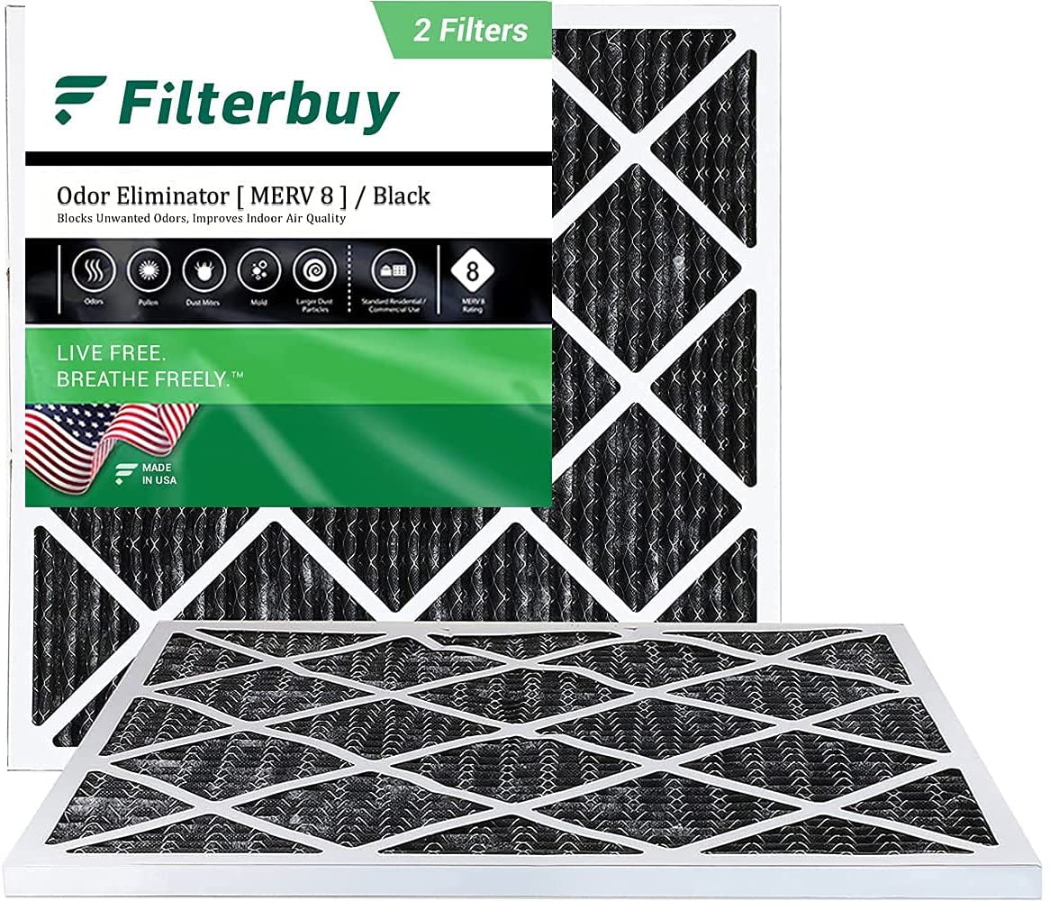 Pack of 2-14x24x1 FilterBuy Allergen Odor Eliminator 14x24x1 MERV 8 Pleated AC Furnace Air Filter with Activated Carbon Pack of 2-14x24x1 FilterBuy Allergen Odor Eliminator 14x24x1 MERV 8 Pleated AC Furnace Air Filter with Activated Carbon