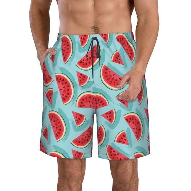 Balery Watermelon Traje de Baño Estilo Hawaiano para Hombre, Shorts de Secado Rápido con Bolsillos-Small