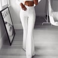 thumbnail image 1 of Pantalones de mujer LoyisViDion en liquidación. Pantalones lisos de moda para mujer. Leggings elásticos. Pantalones acampanados. Blanco XL., 1 of 5
