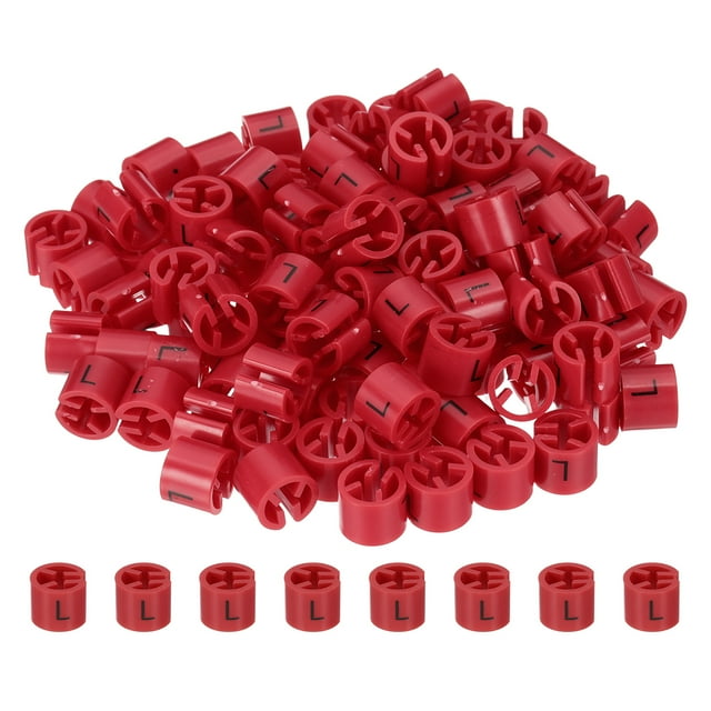Marqueurs pour Cintres, Étiquettes Adaptées à la Taille des Tringles, Clips de Cintres, Étiquette de Codage de Couleur pour Cintres Rouges L