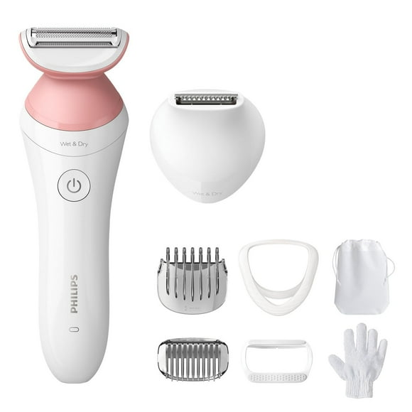 Rechargeable rasoir électrique sans fil pour femmes Philips Lady Shaver Series 6000, pour peau sèche ou humide, 7 accessoires, BRL146/00 rasoir électrique sans fil pour femmes