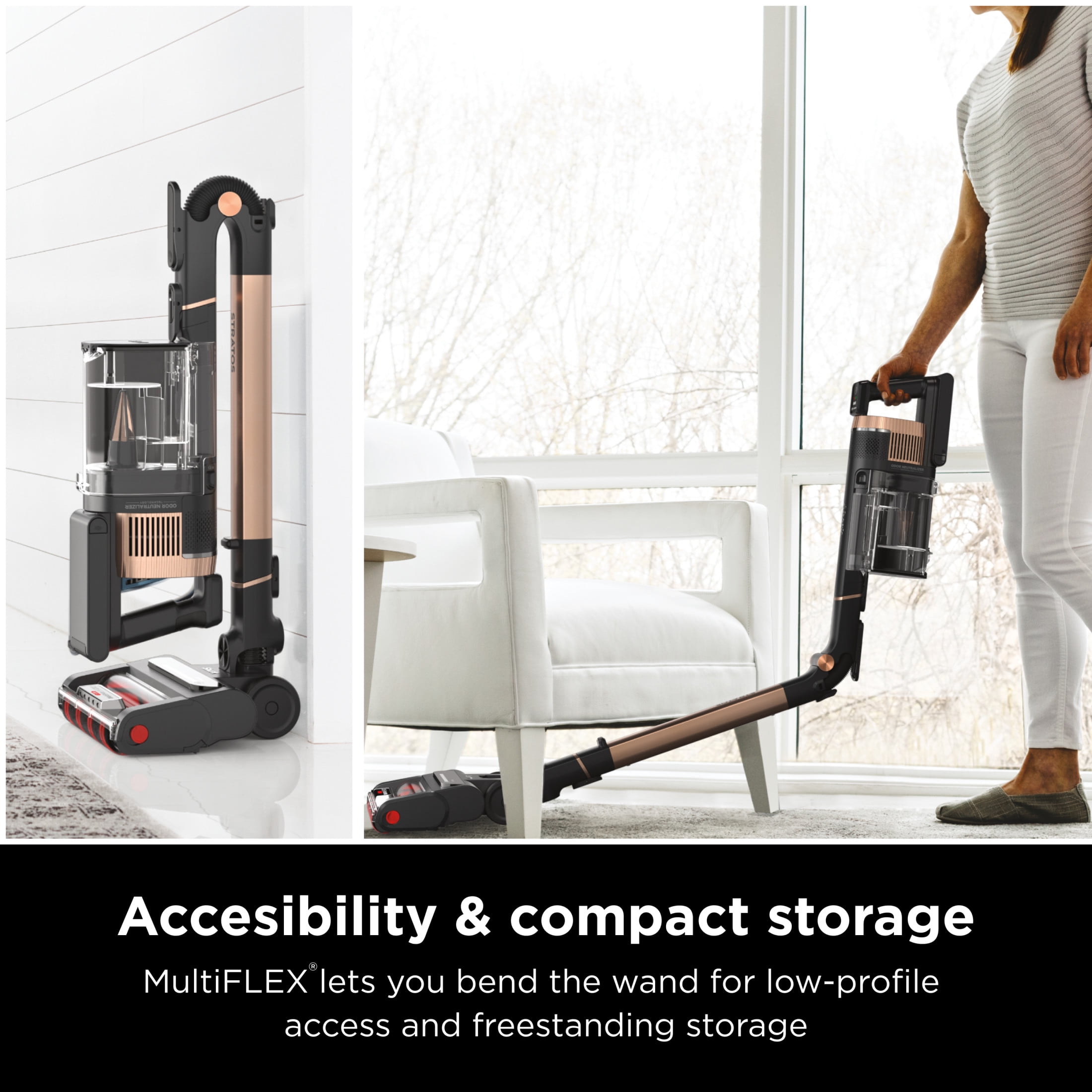 Shark Stratos Cordless Stick Vacuum, Carpet and Hardfloors, Clean Sense IQ Technology, DuoClean PowerFins HairPro, 50-Min Run Time, IZ840H Rose Gold