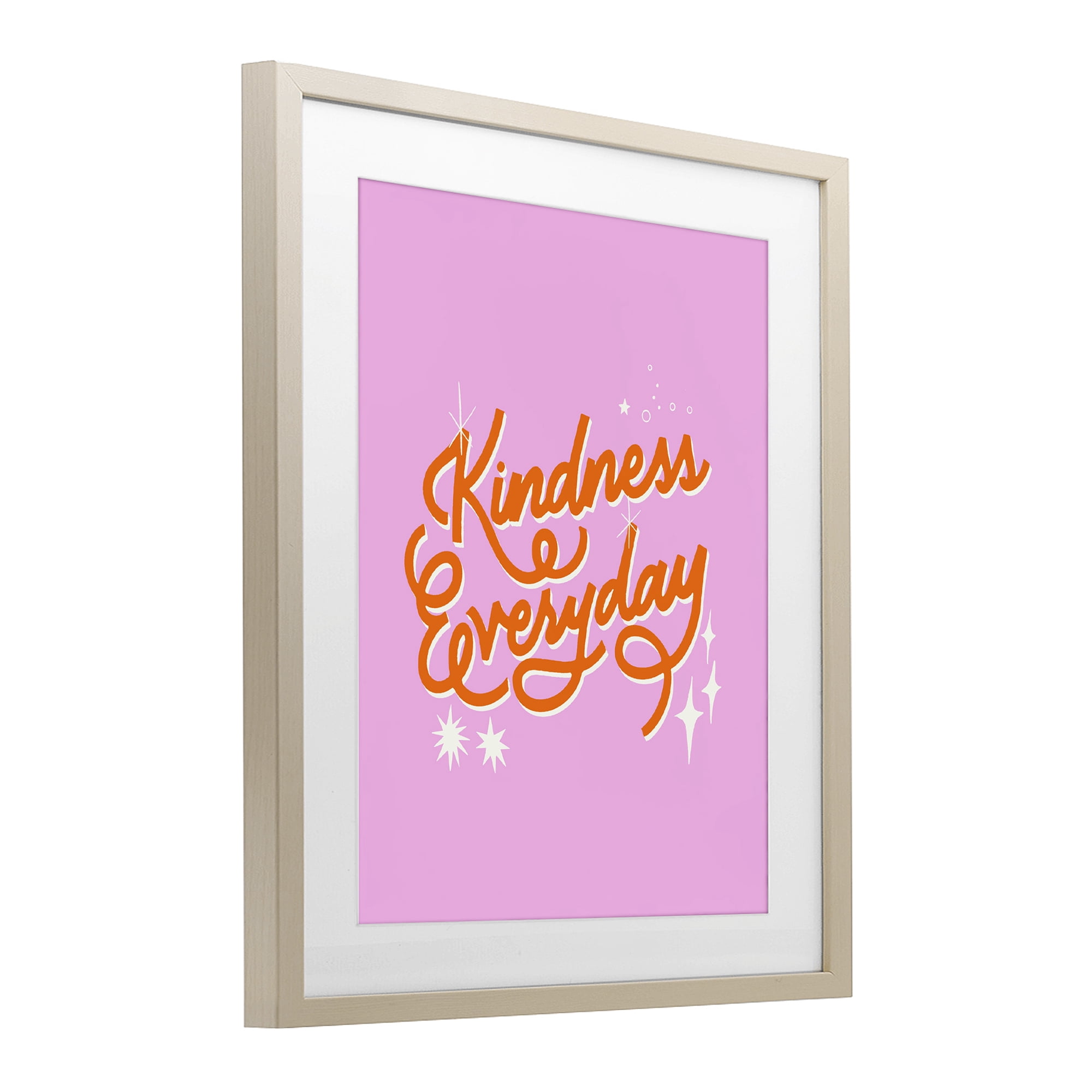 Stupell Industries Cursive Kindness Everyday Birch Framed Print Under Glass, design by Indira Prieto | IndySign