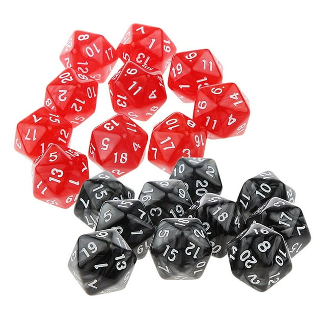 20 Dados de veinte caras perfke D20 para jugar RPG Party Game Toy rojo y negro