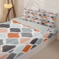 thumbnail image 2 of Castle Fairy Abstract Geometric Quatrefoil Zipper Queen Comforter Set with Fitted Sheet and 2 Pillowcases,Mid Century Grid Motif Zipper Bedding Set,Terracotta Gray Mint,Reversible, 2 of 7