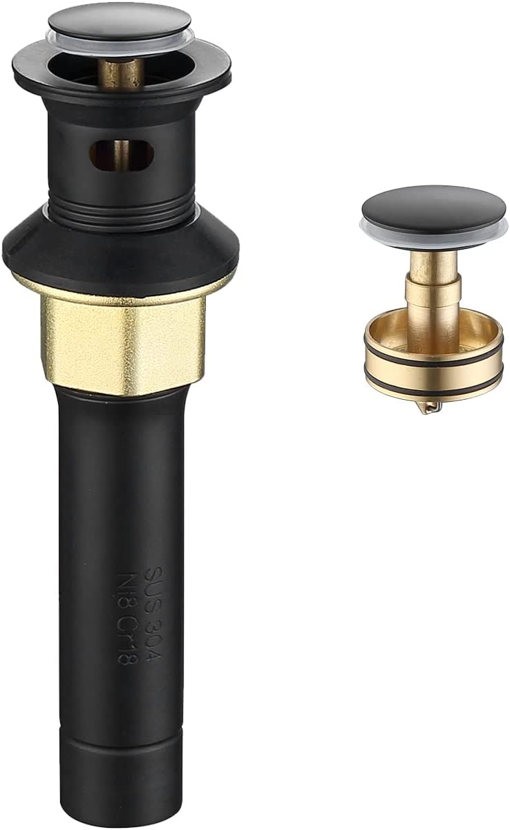 GELE Matte Black PopUp Drain Stainless Steel With Overflow Anti