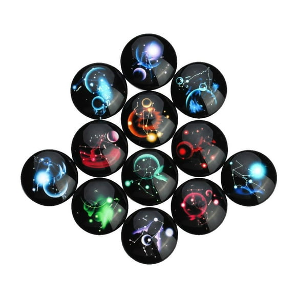 KLKCMS 20 Pieces Constellation Time Gem Glass Cabochon Dome Flat Back 10mmx10mm