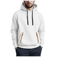 thumbnail image 3 of TOWED22 Men Hoodie Sweatshirt Casual Solid Color Hooded Sweater with Pockets Top Hoodie(White,M), 3 of 9