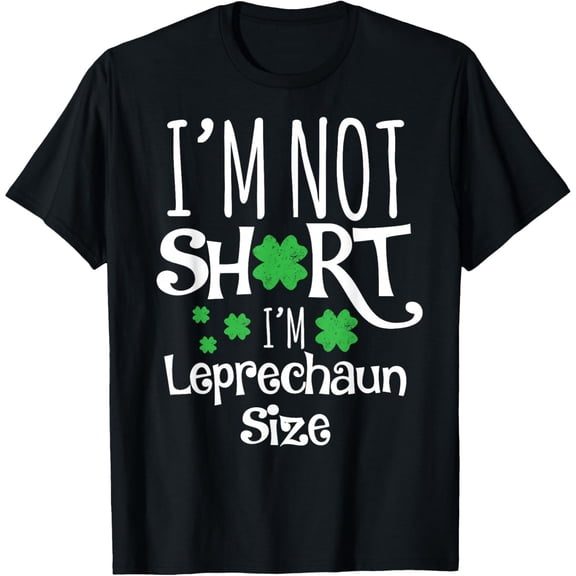 Men's 100% Cotton T-Shirt 180gsm - Funny Leprechan Size St Patricks Day T-Shirt, Black Comfortable Breathable Soft Tee, Gift for Men