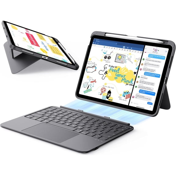 for iPad Air 11 Inch Case with Keyboard M4/M3/M2, Ultra-Light | For iPad Air 5th/4th Gen, Magnetic Detachable Keyboard Case, Stable Stand for Writing, Large Trackpad, Flex Series, Dark Gray