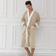 thumbnail image 6 of Fewfanhot Men's Plus Size Long Flannel Robe House Coat with Front Button Closure Faux-Fur Pockets, Warmth Loungewear Homewear, 6 of 8